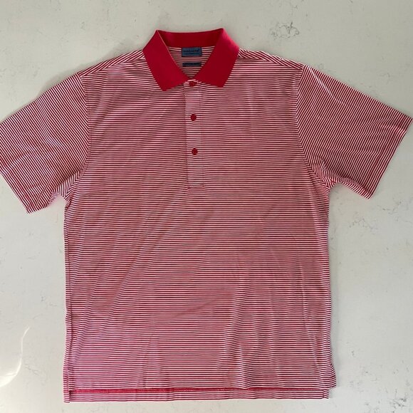 Dockers Tour Athletic SS Striped 3 Button Cotton Polo Shirt Red White Sz S NWOT - Picture 11 of 11